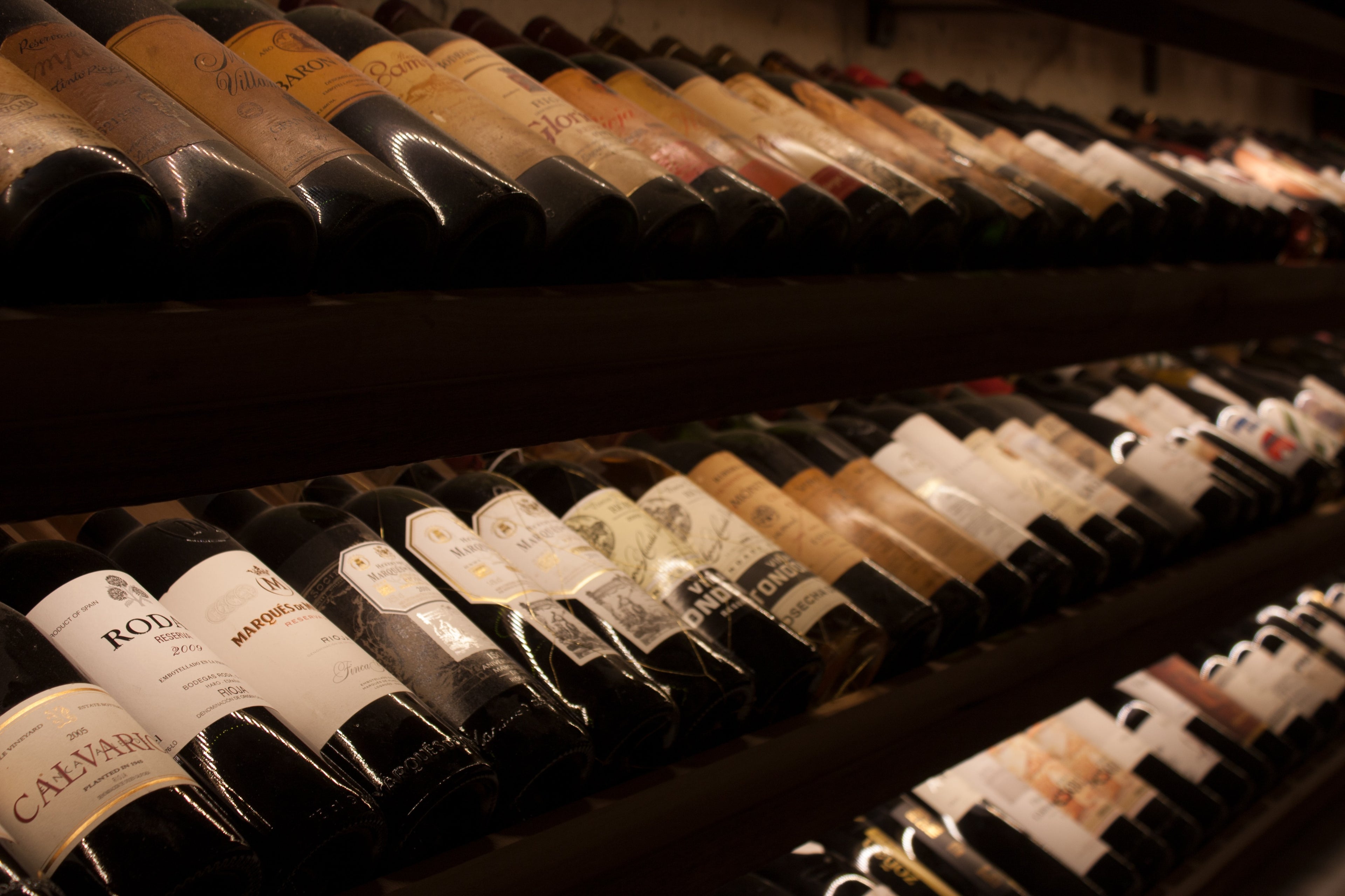 Wine bottles in cellar